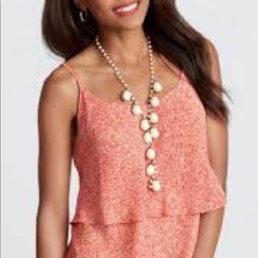 CAbi 2 tier adjustable strap red and tan tank top small